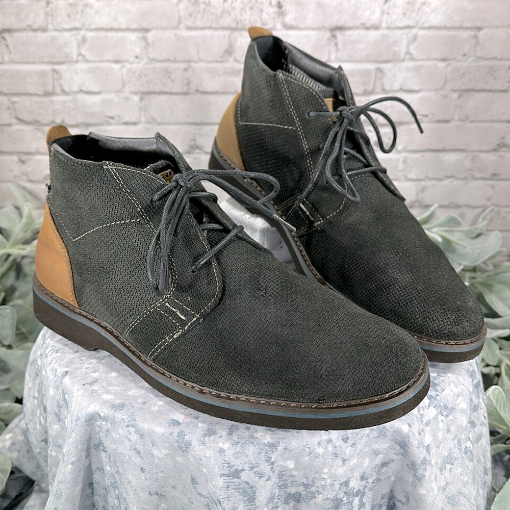 Nunn Bush Barklay Black Leather Plain Toe Casual Lace-Up Ankle Boots Men’s 9M